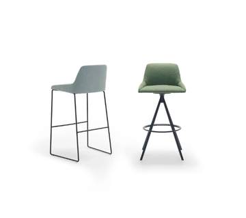 ALYA BQ1592 / BQ1593 - Sled base high fabric stool with back by Andreu World - view 3